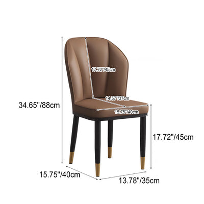 Modern Luxury PU Leather Padded Dining Chair Wing Backrest Armless For Dining Room