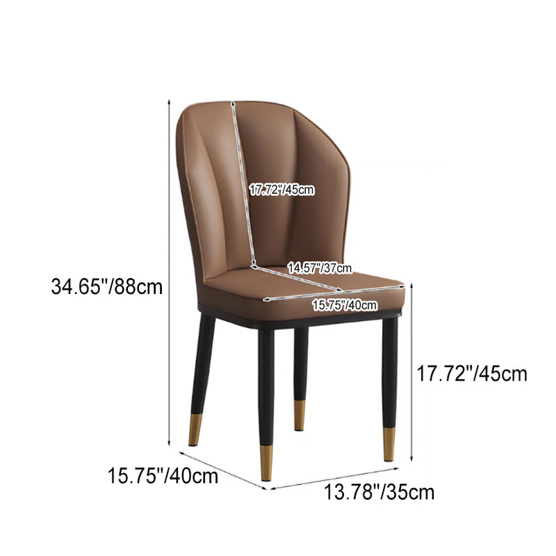 Modern Luxury PU Leather Padded Dining Chair Wing Backrest Armless For Dining Room