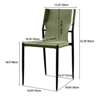 Contemporary Nordic Square Leather Carbon Steel Stackable Dining Chair Backrest For Dining Room