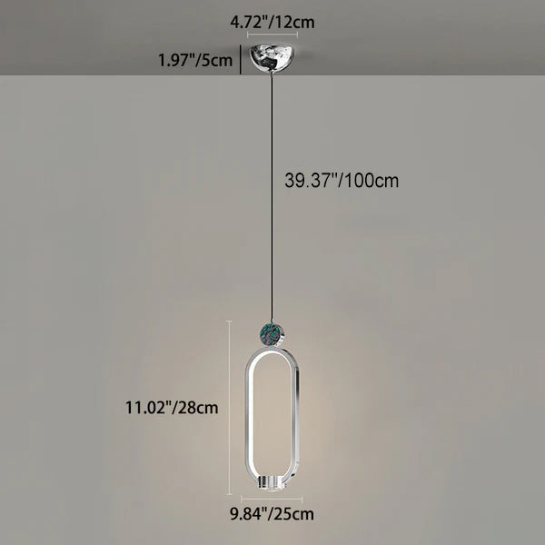 Modern Minimalist Geometric Elliptical Ring Crystal Aluminum LED Pendant Light For Living Room