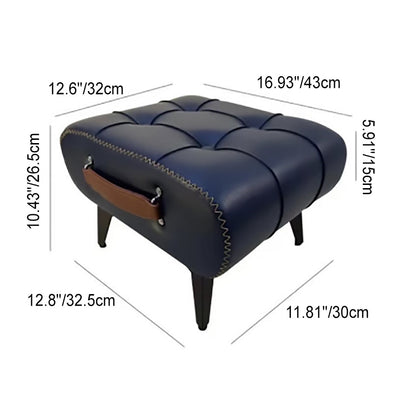 Modern Luxury Square Leather Sponge Upholstered Portable Footstool Backless Armless For Entryways