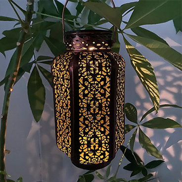 Modern Art Deco Solar Waterproof Hexagonal Lantern Iron LED Outdoor Light For Garden