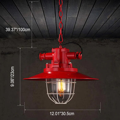 Lampe suspendue industrielle à 1 lumière en forme de cage en fer Blast Vintage 