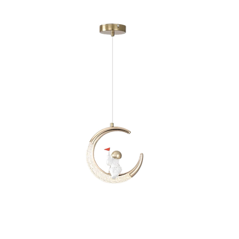 Lampe suspendue moderne et créative pour enfants, astronaute, lune, LED 