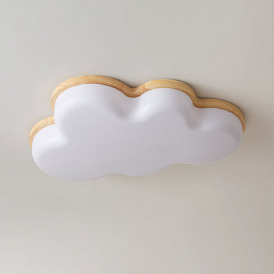 Modern Minimalist Cloud Wood Acrylic LED Flush Mount Ceiling Light For Bedroom