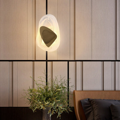 Modern Art Deco Irregular Oval Glass Hardware LED Wall Sconce Lamp For Living Room