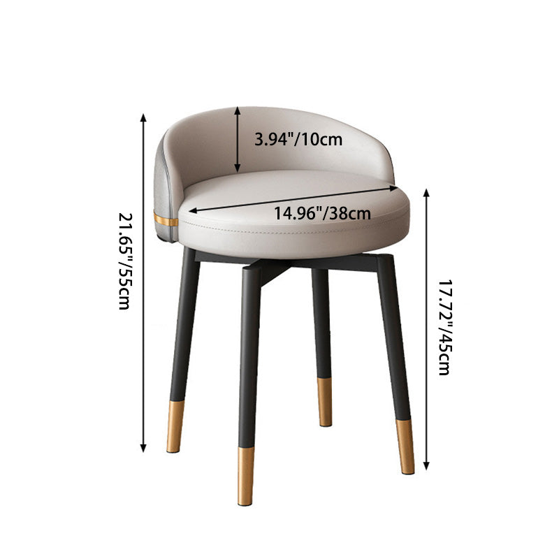 Contemporary Luxury Round Arc Metal Faux Leather Vanity Stool Backrest For Bedroom