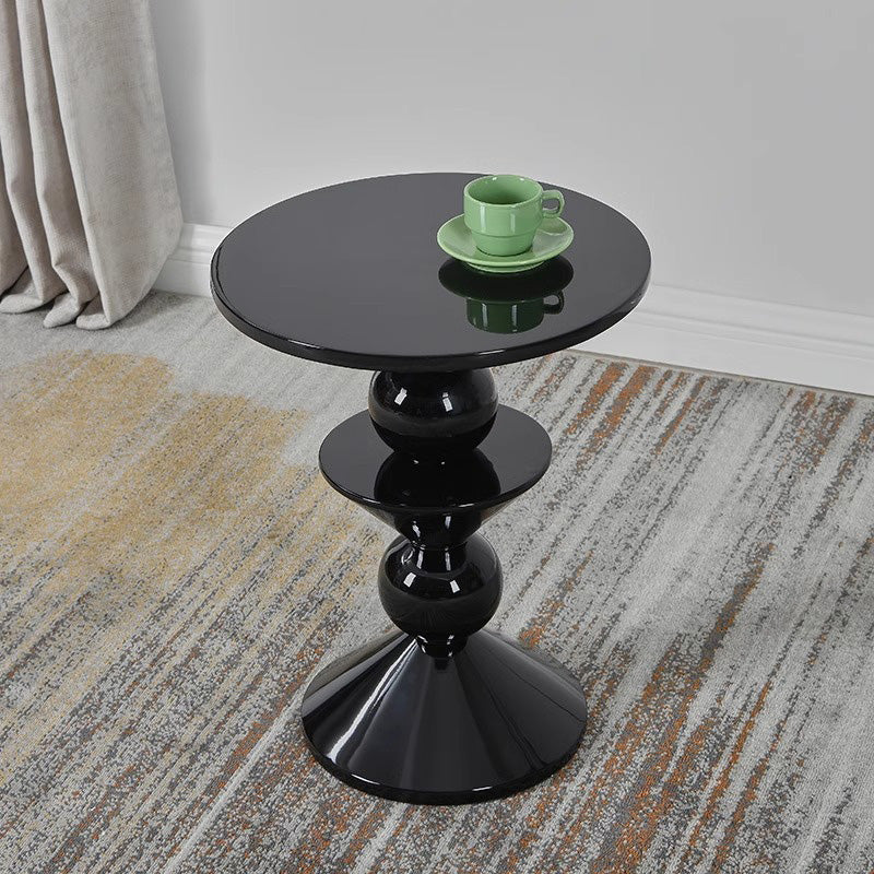 Contemporary Nordic Round Resin Lacquer Side Table For Living Room