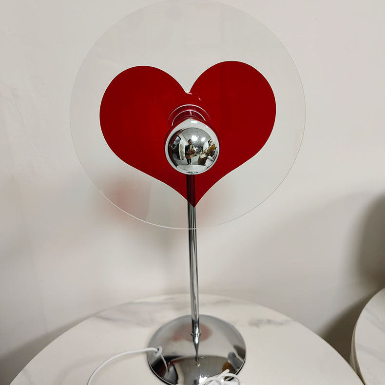 Modern Creative Heart Round Metal Acrylic 1-Light Table Lamp For Bedroom