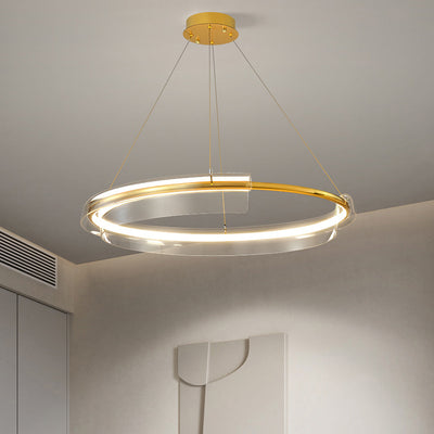 Contemporary Nordic Circle Round Tube Aluminum Acrylic LED Chandelier For Living Room