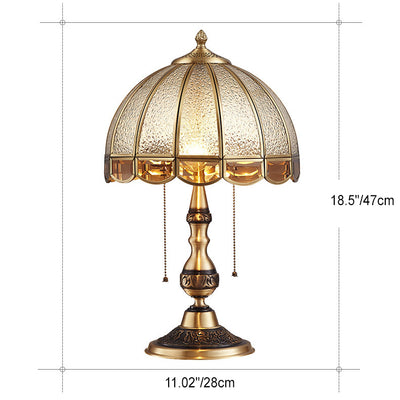 Contemporary Luxury Copper Frosted Glass Dome 2-Light Table Lamp For Living Room