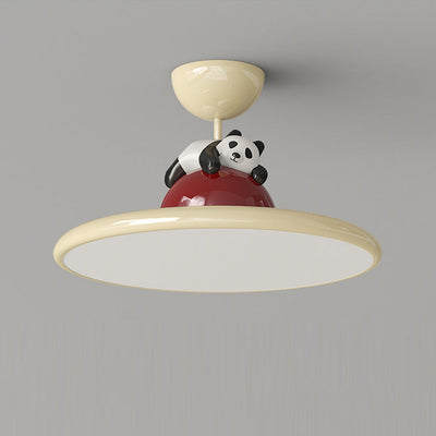 Contemporary Creative Cartoon Panda Elephant Iron Acrylic LED Semi-Flush Mount Ceiling Light For Bedroom