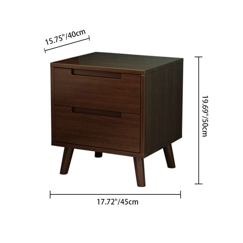 Contemporary Nordic Rectangular Solid Wood Nightstand 1/2 Drawer For Bedroom