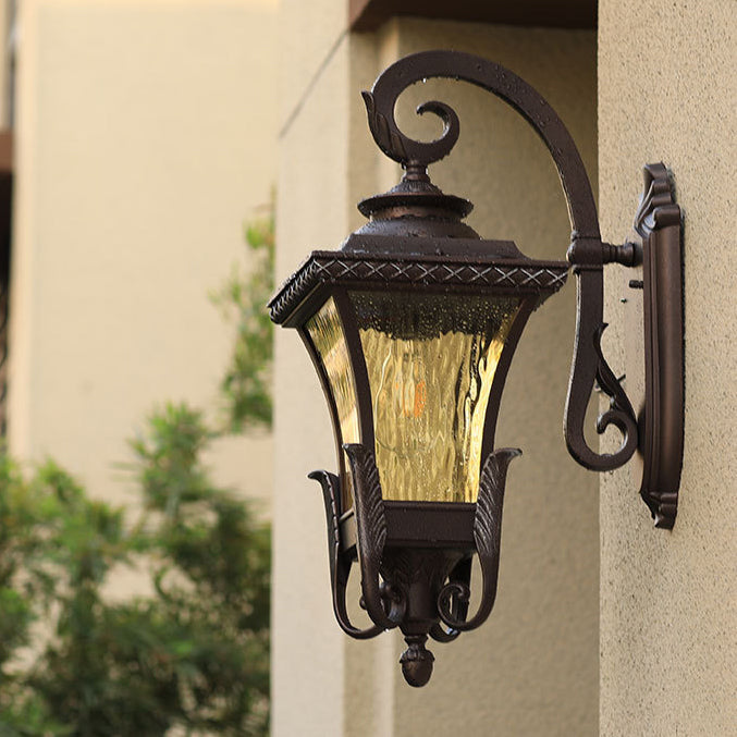 Traditional European Aluminum Water-ripple Acrylic Shade 1-Light Waterproof Wall Sconce Lamp For Outdoor Patio