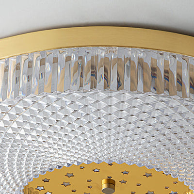 Modern Minimalist Round Copper Acrylic LED Flush Mount Ceiling Light For Bedroom