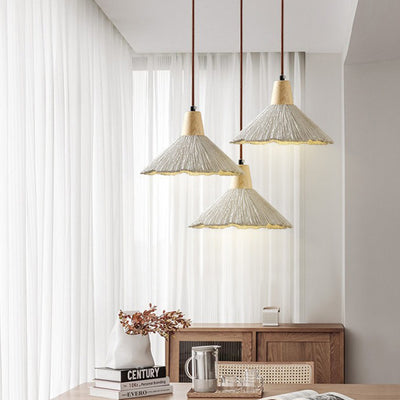 Contemporary Scandinavian Umbrella Bar Textured Cement 1-Light Pendant Light For Living Room