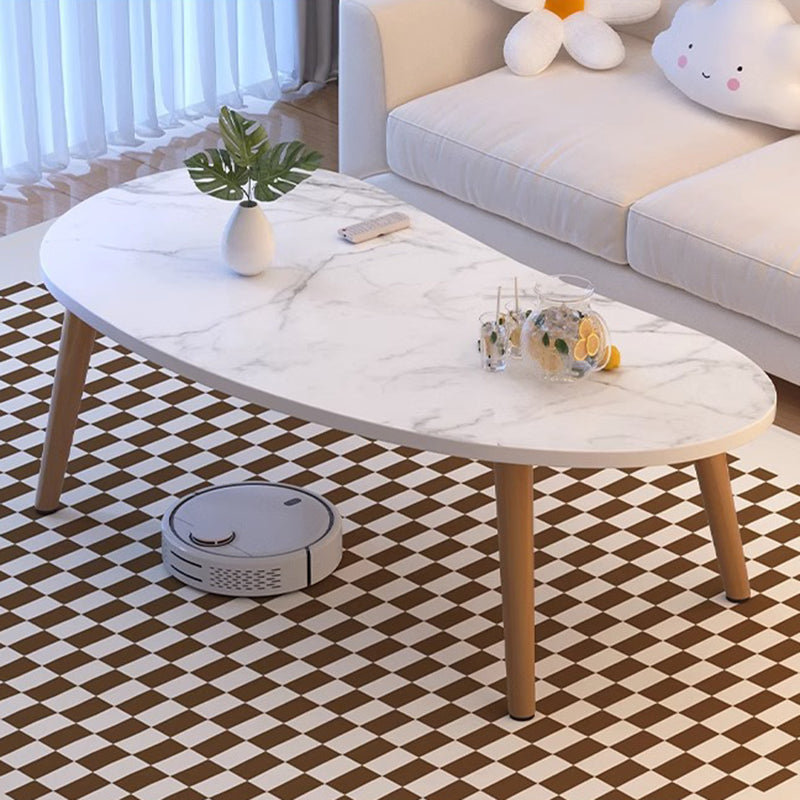 Modern Minimalist Mango Shape Oval Density Plate Wood Coffee Table For Living Room