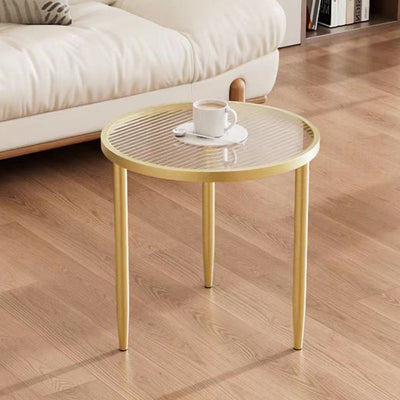 Modern Minimalist Round Glass Metal Coffee Table For Living Room