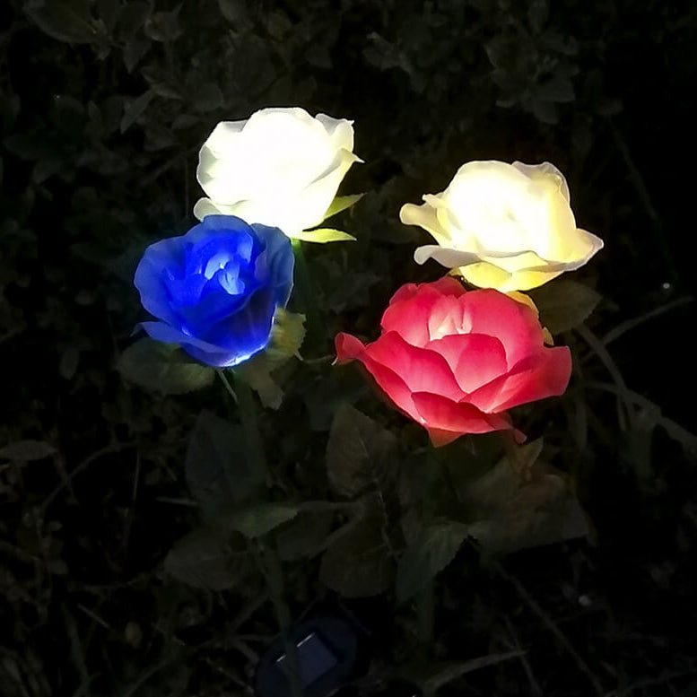 Solar Modern Garden Rose LED Grounding Plug Outdoor Light