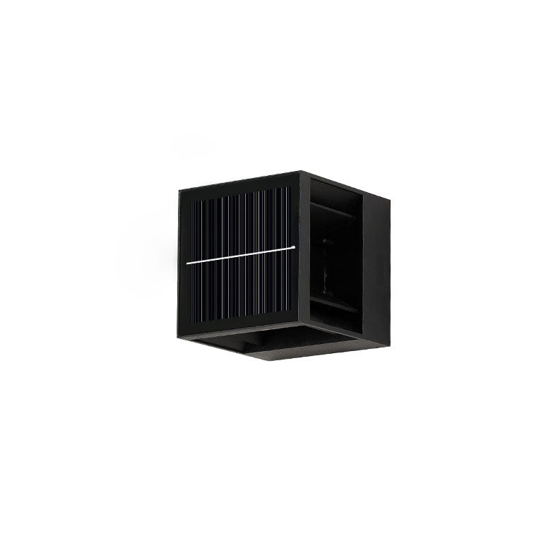 Modern Minimalist Solar Square Striped Aluminum LED Wall Sconce Lamp For Garden