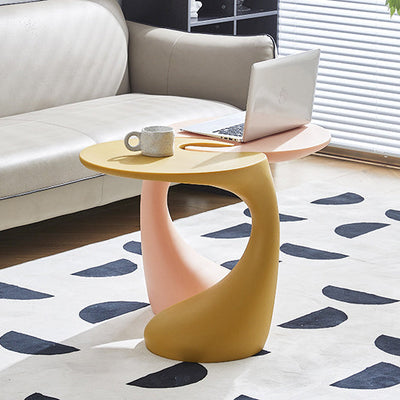 Contemporary Creative Shaped Oval Base PE Plastic End Table For Living Room