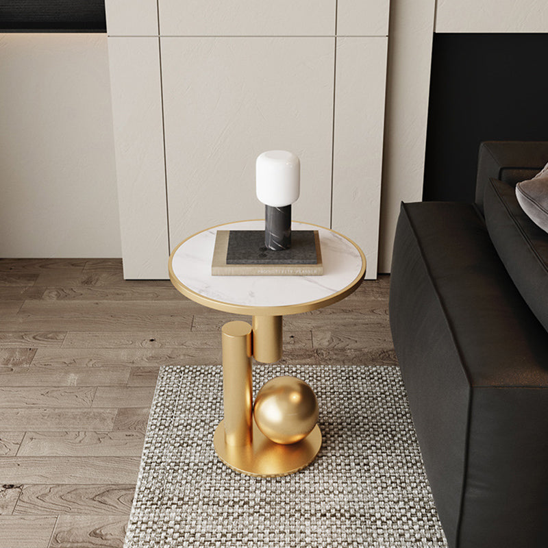 Contemporary Scandinavian Geometric Cylinder Sintered Stone Side Table For Living Room