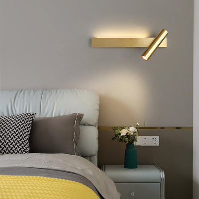 Modern Luxury Rectangle Cylinder Full Copper LED Wall Sconce Lamp For Bedroom