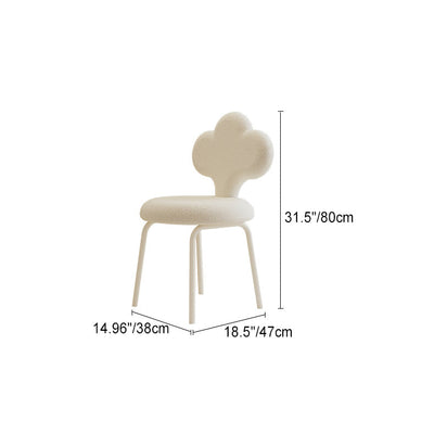 Contemporary Creative Cloud Shape Lambswool Upholstered Swivel Vanity Stool Backrest For Bedroom