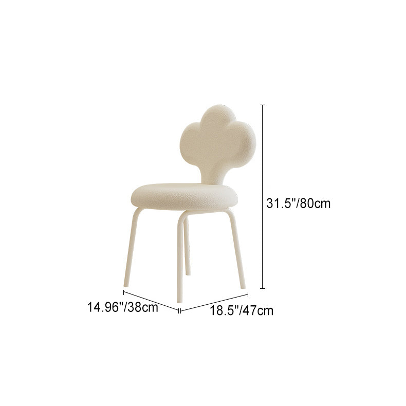 Contemporary Creative Cloud Shape Lambswool Upholstered Swivel Vanity Stool Backrest For Bedroom