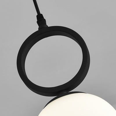 Contemporary Nordic Glass Iron Ball Ring 1-Light Pendant Light For Bedside