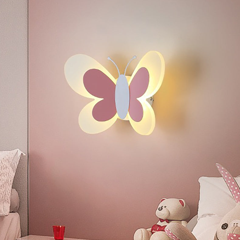 Contemporary Creative Acrylic Butterfly Design Iron LED Wall Sconce Lamp For Bedroom