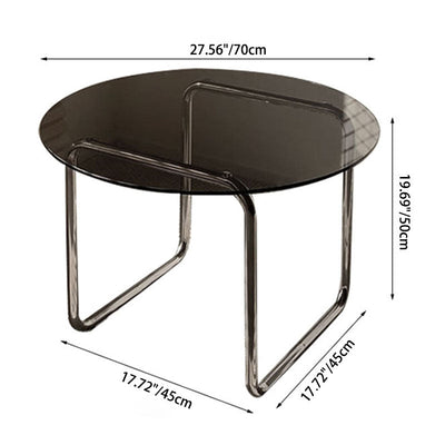 Modern Minimalist Round Glass Stainless Steel Coffee Table For Living Room