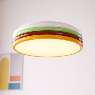 Contemporary Scandinavian Macron Iron Disc Splicing LED Flush Mount Ceiling Light For Bedroom