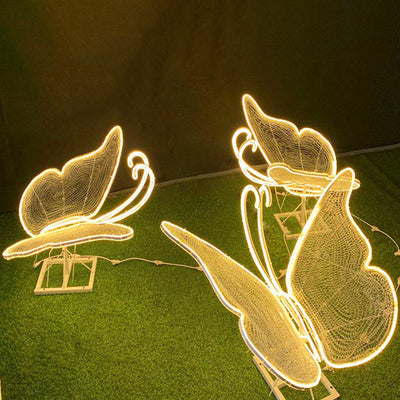 Modern Art Deco Waterproof Fiberglass Butterfly LED Landscape Lighting Outdoor Light For Garden