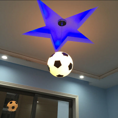 Contemporary Creative Iron Glass Basketball Shade 1-Light Pendant Light For Bedroom