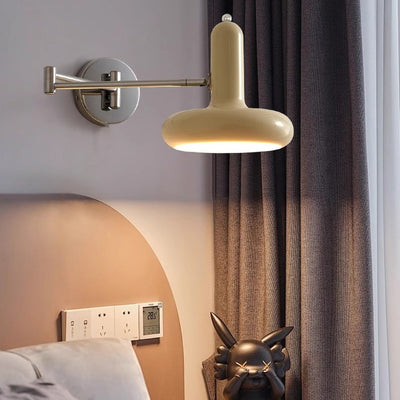 Contemporary Scandinavian Iron Metal Round Hemispheric Adjustable Arm 1-Light Wall Sconce Lamp For Bedside