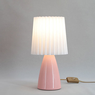 Contemporary Simplicity Fabric Pleated Ceramic Base 1-Light Table Lamp For Living Room