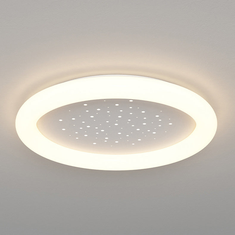 Modern Simplicity Iron Acrylic Round Starry Sky LED Flush Mount Ceiling Light For Bedroom