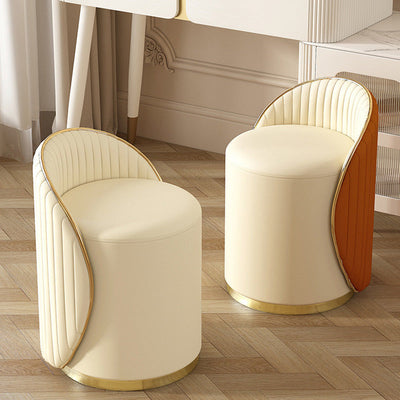 Modern Minimalist Cylinder Iron Leather Vanity Stool Backrest For Bedroom