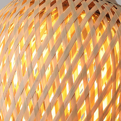 Modern Chinese Bamboo Woven Cylinder 1/3 Light Island Light Chandelier For Living Room