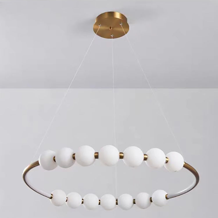 Modern Minimalist Round Aluminum Glass LED Chandelier For Living Room