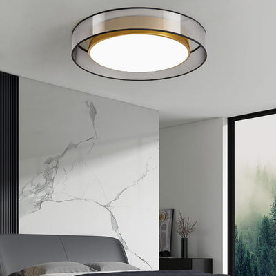 Contemporary Nordic Iron Brass Acrylic Round LED Flush Mount Ceiling Light For Living Room