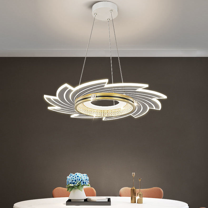 Contemporary Luxury Crystal Acrylic Whirlwind Shade LED Pendant Light For Bedroom