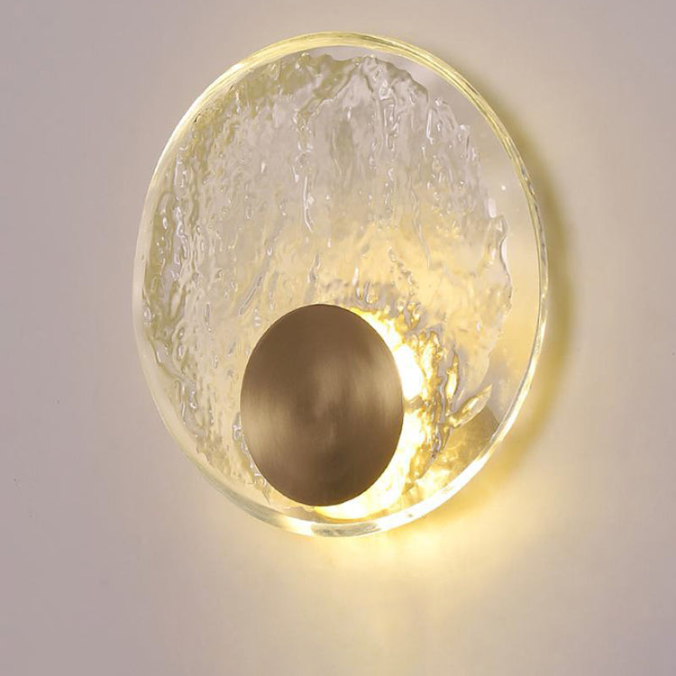 Contemporary Luxury Brass Water-ripple Round Crystal LED Wall Sconce Lamp For Living Room