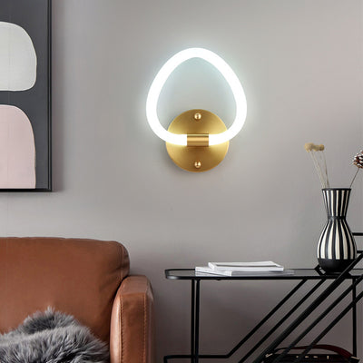 Contemporary Creative Brass Acrylic Round Oval Figure Six Eight Letter LED Wall Sconce Lamp For Hallway