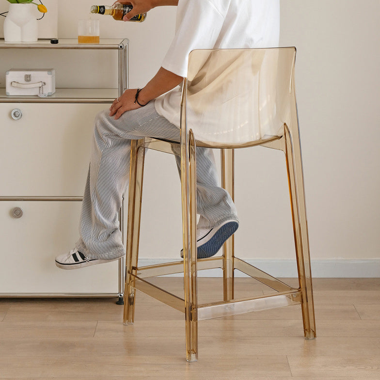 Contemporary Scandinavian PC Square Bar Stool Backrest Footrest For Kitchen