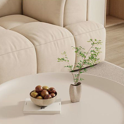 Modern Minimalist Round Rock Slab Carbon Steel Coffee Table 1-Storage For Living Room