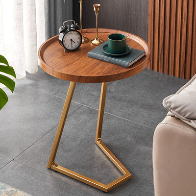 Modern Simplicity Round MDF Iron End Table Movable For Living Room