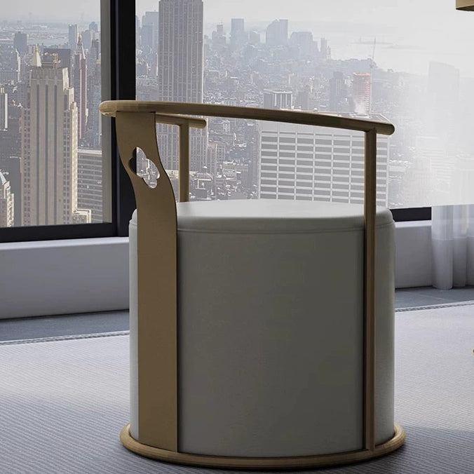 Contemporary Creative Microfiber Leather Metal Cylinder Vanity Stool For Bedroom