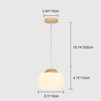 Traditional French Pastoral Kapok Acrylic Shade Wood 1-Light Pendant Light For Bedroom